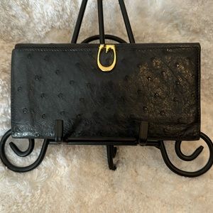 Gucci G Logo Ostrich Leather Long Wallet